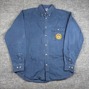 Russell Athletic Shirt Men's M Auburn Tigers Blue Twill Button Down Shirt NCAA